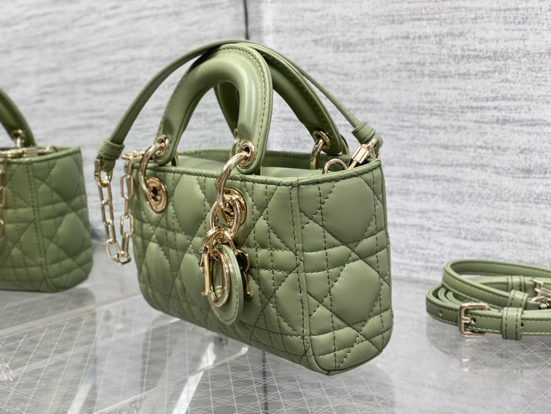 Micro Lady D-Joy Bag Cedar Green Cannage Lambskin